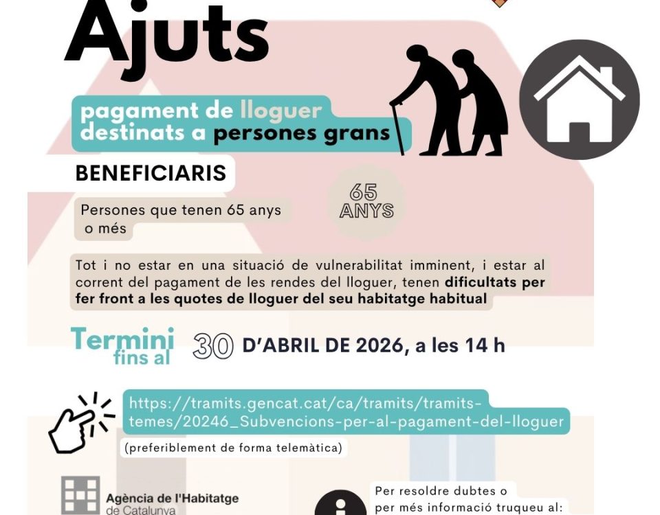 Ajuts lloguer majors de 65 anys