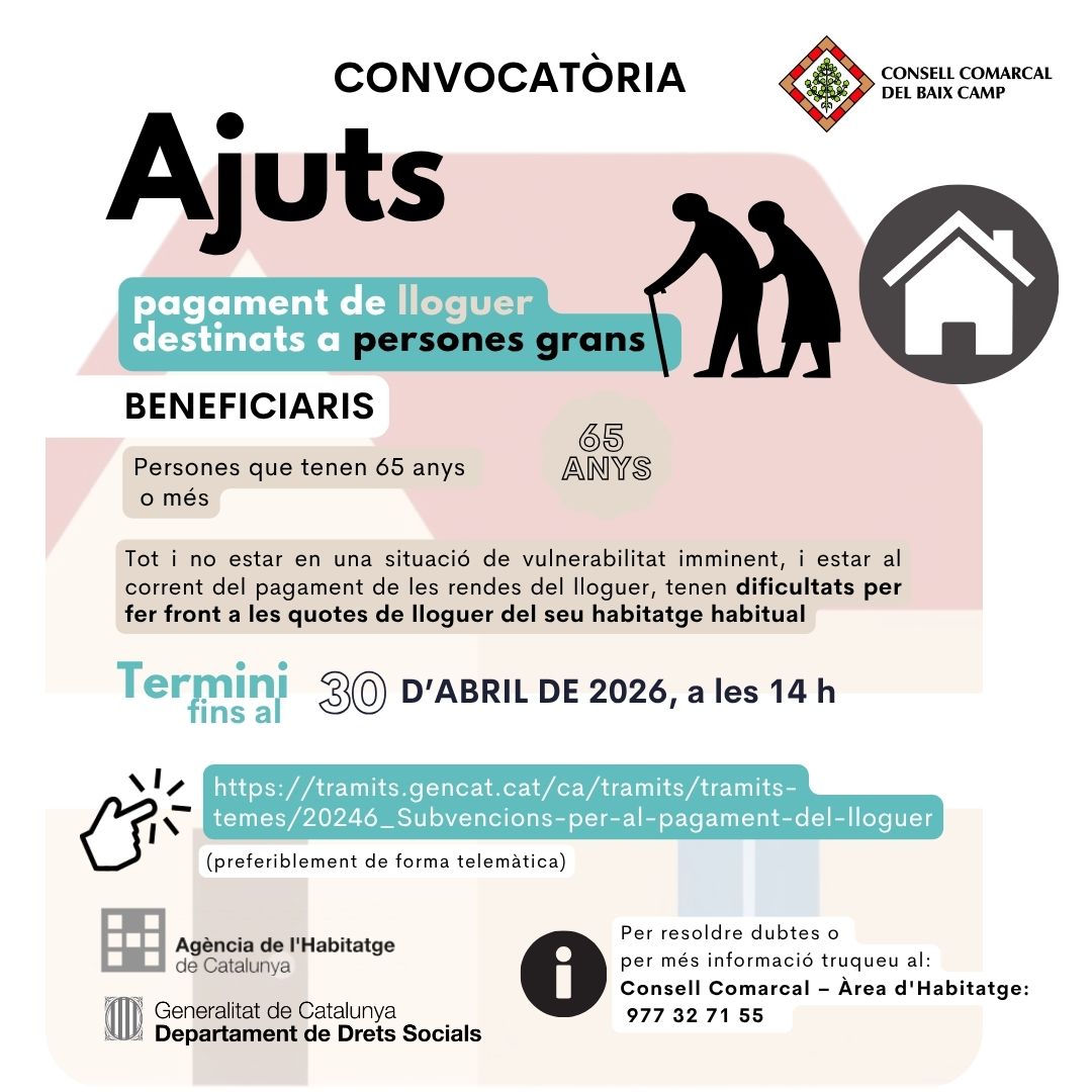 Ajuts lloguer majors de 65 anys