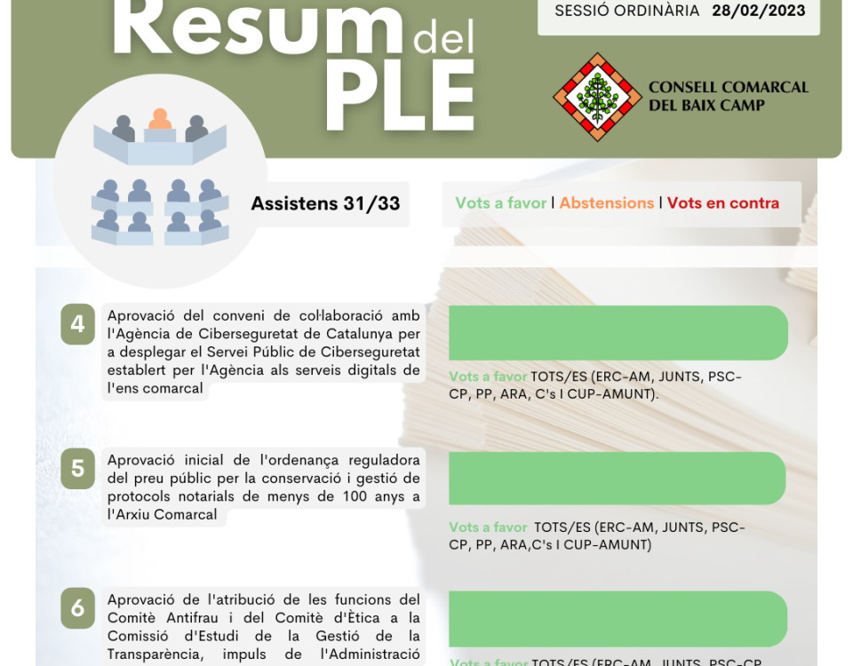 Resum del ple de 28 de febrer de 2023