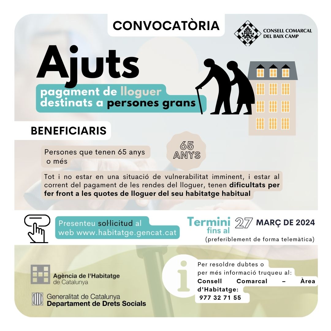 Ajuts lloguer majors de 65 anys 2024