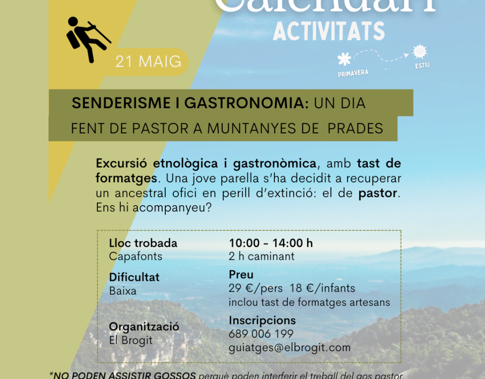 Activitat del 21.05 del calendari d'activitats de les Muntanyes de la Costa Daurada