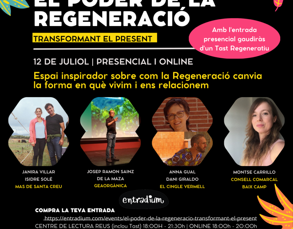 Jornada "El poder de la regeneració" el pròxim 12 de juliol al Centre de Lectura de Reus