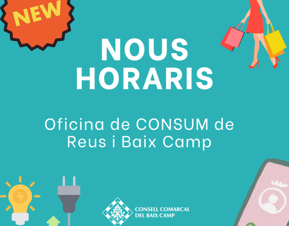 Nous horaris a l'Oficina de Consum de Reus i el Baix Camp