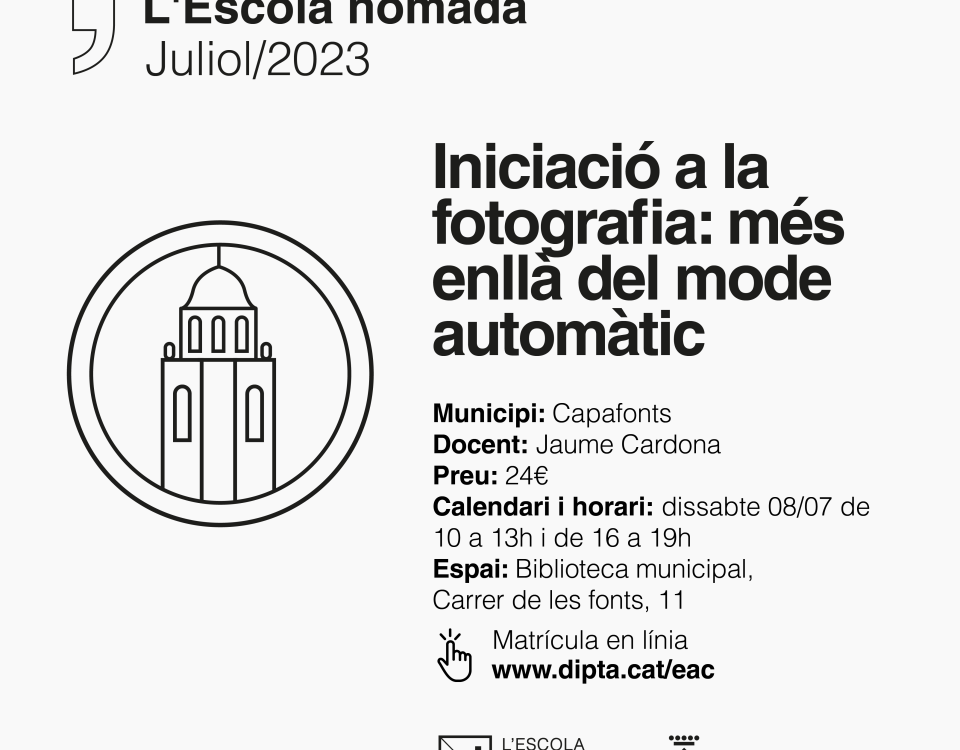 Informació sobre el curs d'iniciació a la fotografia: més enllà del mode automàtic