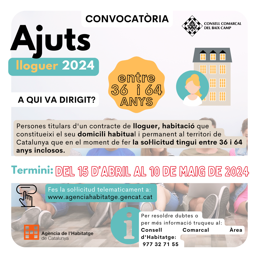 Ajuts al lloguer per a persones entre 36 i 64 anys.